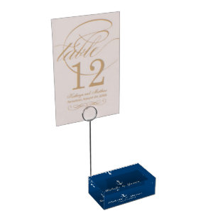 Custom blue nautical wedding table card holder