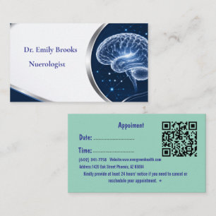 Custom Blue Neurologist Business Card with Appoint