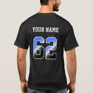 Custom Blue Number 62 Personalised  T-Shirt