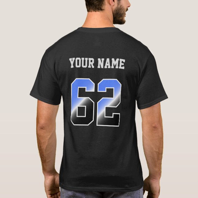 Custom Blue Number 62 Personalised  T-Shirt (Back)