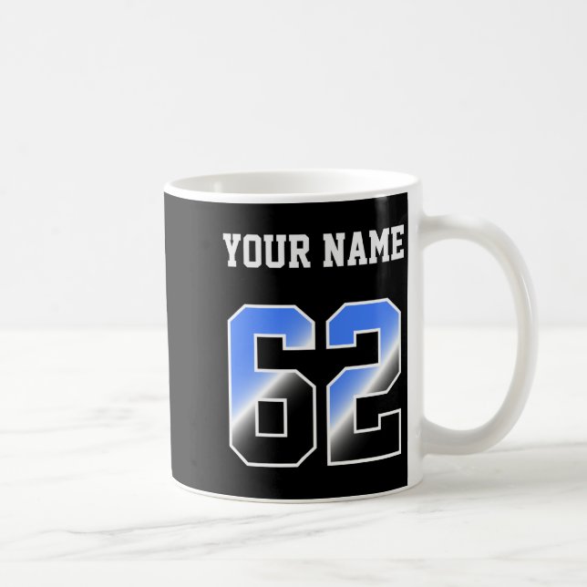 Custom Blue Number 62 Personalized T Shirt  Coffee Mug (Right)
