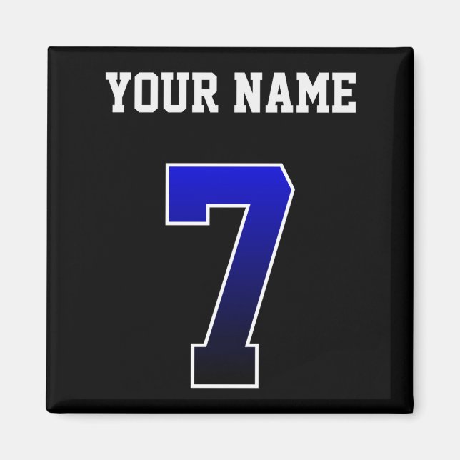 Custom Blue Number 7 Personalized T Shirt  Magnet (Front)