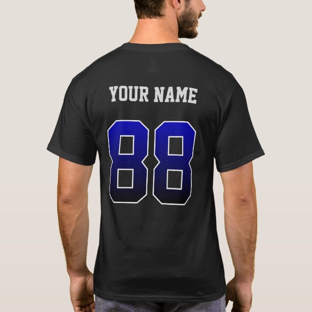 Custom Blue Number 88 Personalised  T-Shirt (Back)