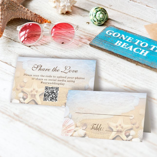 Custom Blue Ocean Tropical Beach Wedding Place Card (Creator Uploaded)