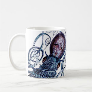 Custom Blue Octopus modern coastal navy purple Coffee Mug