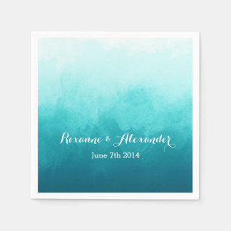 Custom Blue Ombre Paper Napkins