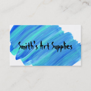 Custom Blue Paint Streaked Art Supply Store Business Card