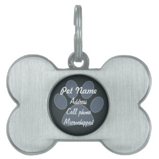 Custom Blue Paw Print Pet Tag
