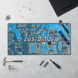 Custom Blue PCB Circuit Board for IT Pros 2 Desk Mat