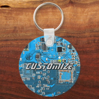 Custom Blue PCB Circuit Board for IT Pros 2 Key Ring