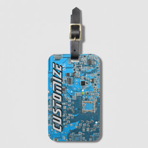 Custom Blue PCB Circuit Board for IT Pros 2 Luggage Tag
