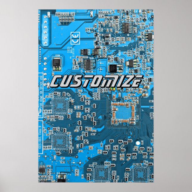 Custom Blue PCB Circuit Board for IT Pros 2 Poster (Front)