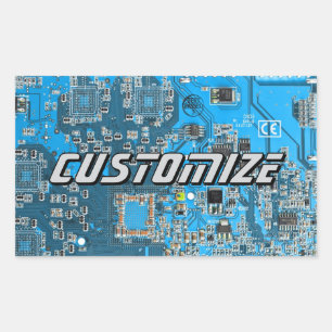Custom Blue PCB Circuit Board for IT Pros 2 Rectangular Sticker