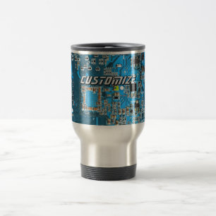 Custom Blue PCB Circuit Board for IT Pros 2 Travel Mug