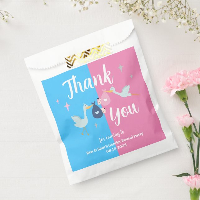 Custom Blue Pink Gender Reveal Party Thank You Favour Bags (Sealed)