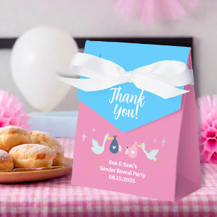Custom Blue Pink Gender Reveal Party Thank You Favour Box