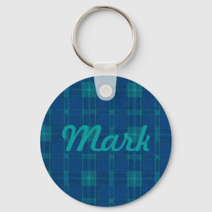 Custom Blue Plaid Key Chain