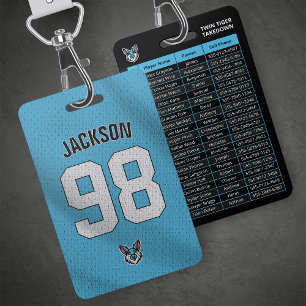 Custom Blue Player Team Roster Card Sport Badge ID Badge