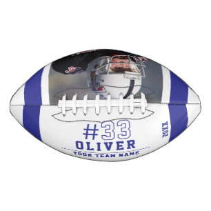 Custom Blue Player's Name Number Team Photo American Football