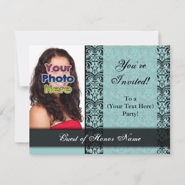 Custom Blue Pretty Party Invitation (Front)