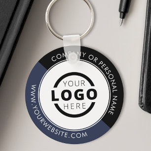 Custom Blue Promotional Business Logo Branded Key Ring