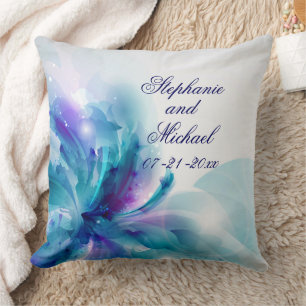 Custom Blue & Purple Abstract  Wedding Pillow