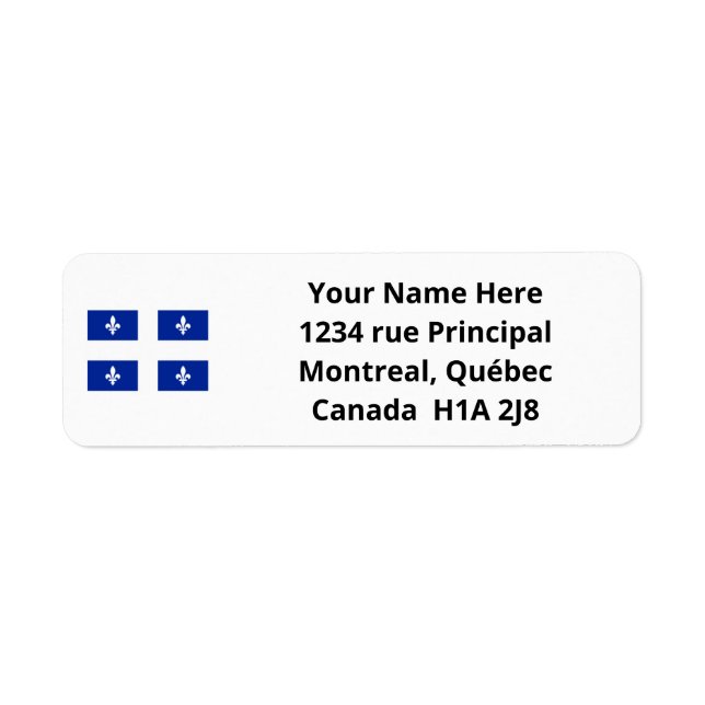 Custom Blue Quebec Province Flag Address Label (Front)