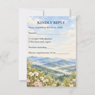 Custom Blue Ridge Spring Watercolor Wedding RSVP Card