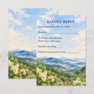 Custom Blue Ridge Summer Watercolor Wedding RSVP Card
