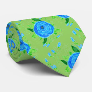 Custom Blue Rose Tie With Blue Roses
