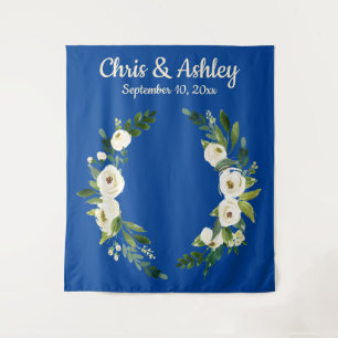 Custom Blue Rustic Greenery Prop Wedding Backdrop Tapestry