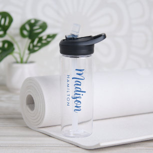 Custom Blue Script Name Water Bottle