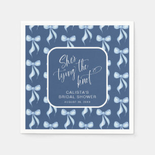 Custom Blue She's Tying the Knot Bridal Shower Napkin