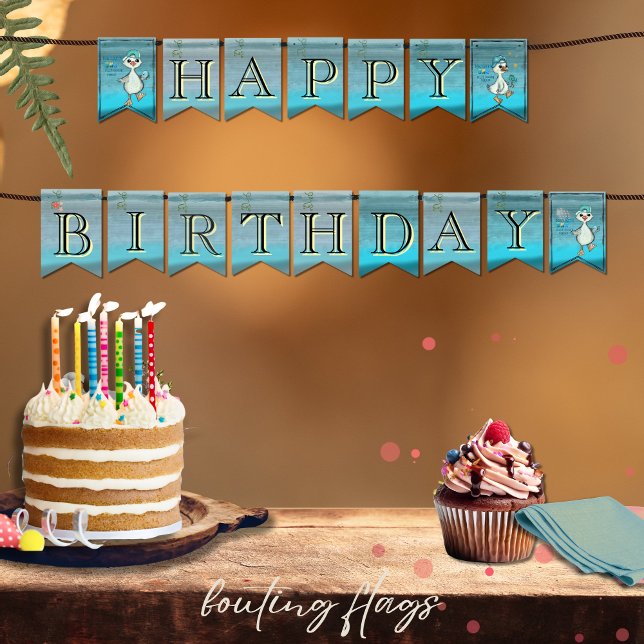 Custom Blue Silly Goose Birthday Party Flags (Custom Blue Silly Goose Birthday Party Flags)