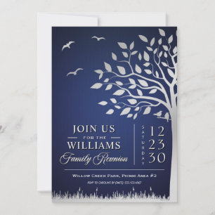 Custom Blue Silver Family Reunion Invitation