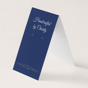 Custom Blue "Silver" Flourish Tented Earring Card