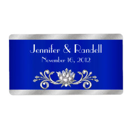 Custom Blue & Silver Mini Wine Bottle Label