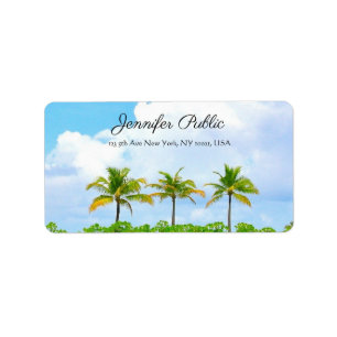 Custom Blue Sky Palms Elegant Modern Handwritten Label
