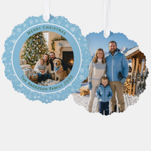 Custom Blue Snowflake Ornament Christmas Holiday