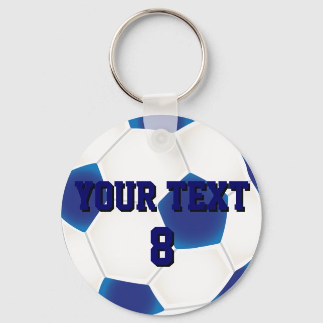 Custom Blue Soccer Ball Keychain (Front)
