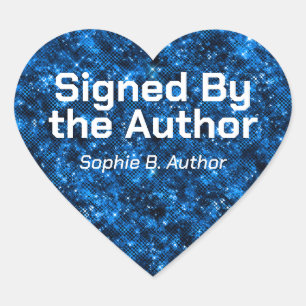 Custom  Blue Starry Sci-Fi Author Signature Heart Sticker