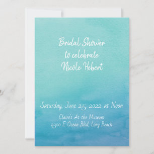 Custom Blue & Teal Ombre Watercolor Bridal Shower Invitation