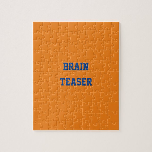 Custom Blue Text Brain Teaser Orange Jigsaw Puzzle (Vertical)