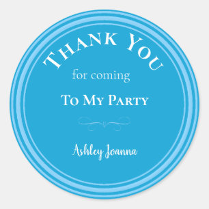 Custom Blue Thank You Classic Round Sticker