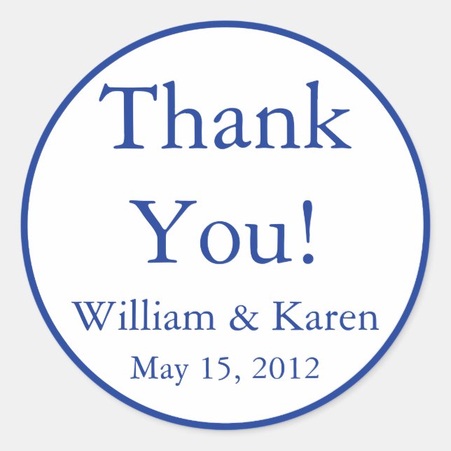 Custom Blue Thank You Stickers and Favour Labels (Front)