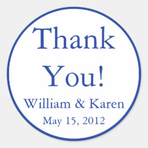 Custom Blue Thank You Stickers and Favour Labels