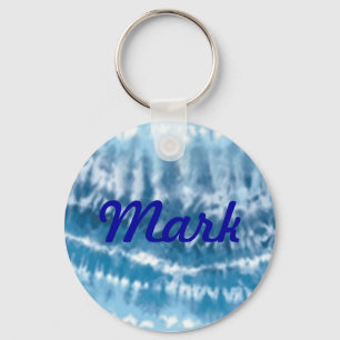 Custom Blue Tie Dye Key Chain