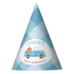 Custom Blue Truck & PUMPKIN Fall 1st Birthday  Party Hat
