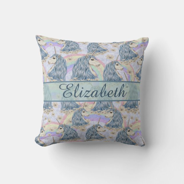Custom Blue Unicorns to Personalise Cushion (Front)