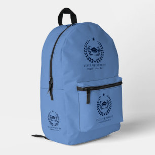 Custom Blue University Logo Light Blue Background Printed Backpack